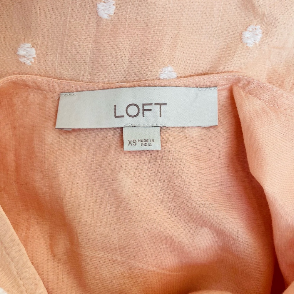 LOFT Peach and White Polka Dot Dress - Picture 3 of 4